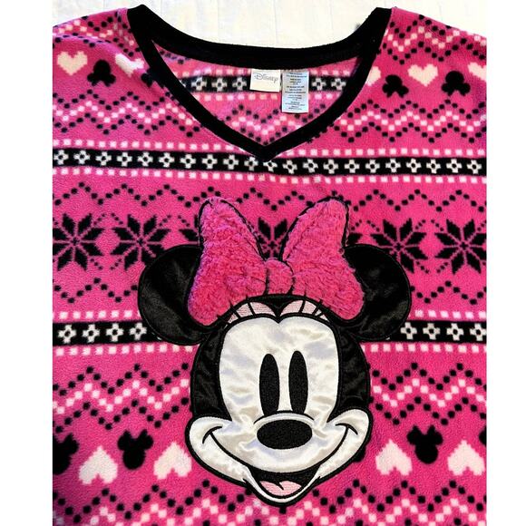 Disney Minnie Mouse Pajamas Night Shirt Pink Fleece PJs size L - Picture 2 of 9